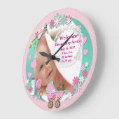 女の赤ちゃんの写真の時計# 2 ラージ壁時計 (傾斜)
