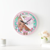 女の赤ちゃんの写真の時計# 2 ラージ壁時計 (ホーム)
