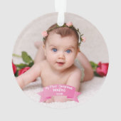 女の赤ちゃんの初めてのクリスマスの写真のアクリル オーナメント (裏面)