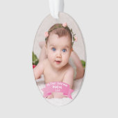 女の赤ちゃんの初めてのクリスマスの写真のアクリル オーナメント (正面)
