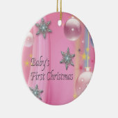 女の赤ちゃんの初めてのクリスマス オーナメント ピンク (右)