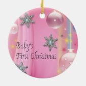 女の赤ちゃんの初めてのクリスマス オーナメント ピンク (裏面)