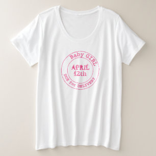 女の赤ちゃんの受渡し日のスタンプの母性のティー プラスサイズTシャツ
