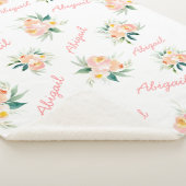 女の赤ちゃんの名前のSherpaパーソナライズな花の毛布 シェルパブランケット (3/4)