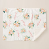 女の赤ちゃんの名前のSherpaパーソナライズな花の毛布 シェルパブランケット (正面(横))