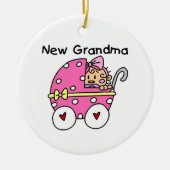 女の赤ちゃんの新しい祖母のギフト セラミックオーナメント (正面)