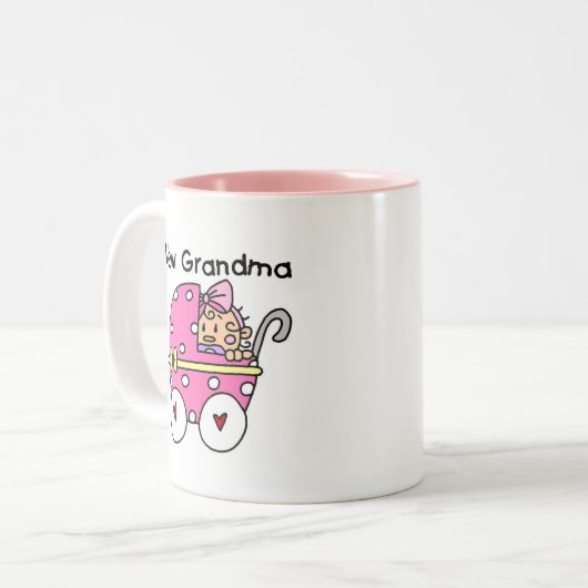 女の赤ちゃんの新しい祖母のTシャツおよびギフト ツートーンマグカップ (正面左)