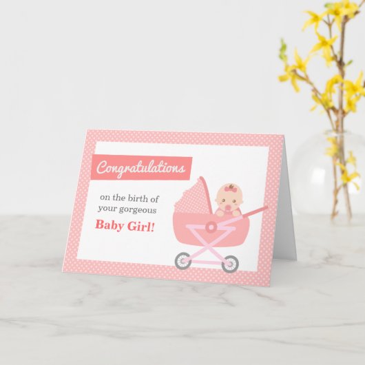 女の赤ちゃんの新しい親におめでとう カード (黄色い花)