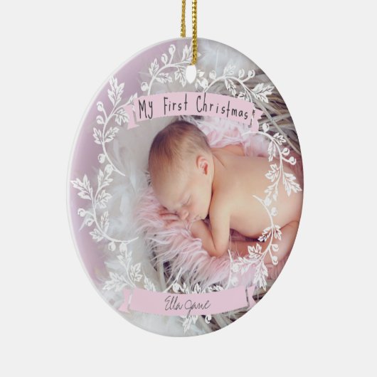 女の赤ちゃんの最初写真のクリスマスのオーナメント セラミックオーナメント (右)
