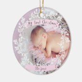 女の赤ちゃんの最初写真のクリスマスのオーナメント セラミックオーナメント (左)