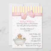 女の赤ちゃんの泡風呂のシャワーの招待状 招待状 (正面)