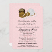 女の赤ちゃんの洗礼の《キリスト教》洗礼式や命名式の招待状のピンク181 招待状 (正面/裏面)