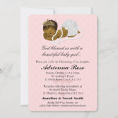 女の赤ちゃんの洗礼の《キリスト教》洗礼式や命名式の招待状のピンク181 招待状 (正面)