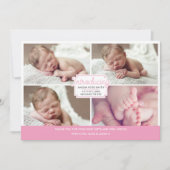 女の赤ちゃんの発表かサンキューカード サンキューカード (正面)