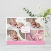 女の赤ちゃんの発表かサンキューカード サンキューカード (スタンド正面)