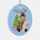 女の赤ちゃんの第1クリスマスの円形のオーナメント セラミックオーナメント (右)