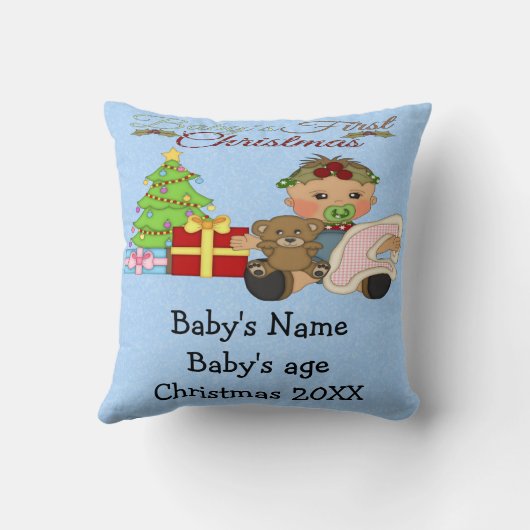 女の赤ちゃんの第1クリスマスの装飾用クッション クッション (裏面)