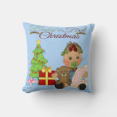 女の赤ちゃんの第1クリスマスの装飾用クッション クッション (正面)