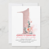 女の赤ちゃんの第1誕生日の招待状 招待状 (正面)