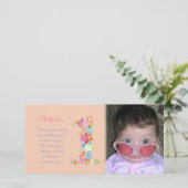 女の赤ちゃんの第1誕生日は写真カード感謝していしています サンキューカード (スタンド正面)