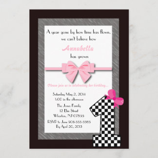 女の赤ちゃんの第1誕生日 招待状