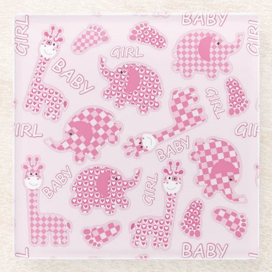 女の赤ちゃんの背景 ガラスコースター (正面)