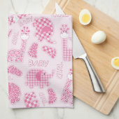 女の赤ちゃんの背景 キッチンタオル (四つ折り)