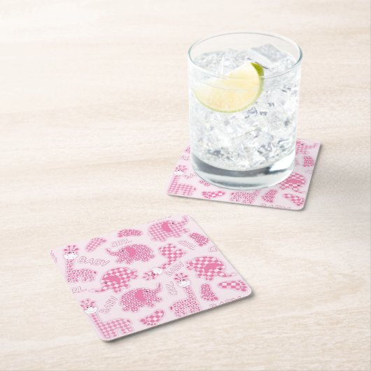 女の赤ちゃんの背景 スクエアペーパーコースター (インサイチュ)