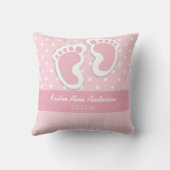 女の赤ちゃんの誕生の発表の名前の日付の水玉模様 クッション (裏面)