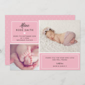 女の赤ちゃんの誕生の発表の数々のな写真 案内状 (正面/裏面)