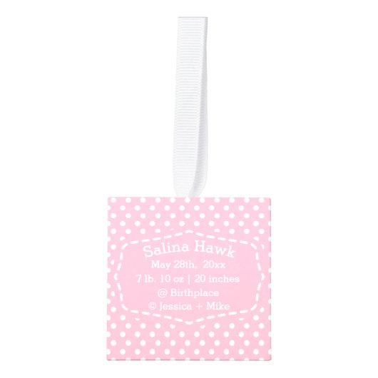 女の赤ちゃんの誕生はパーソナライズな写真を記録します キューブオーナメント (正面)