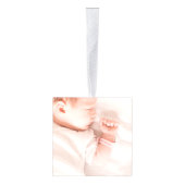 女の赤ちゃんの誕生はパーソナライズな写真を記録します キューブオーナメント (右)