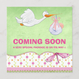 女の赤ちゃんの鳥配達妊娠の発表 案内状