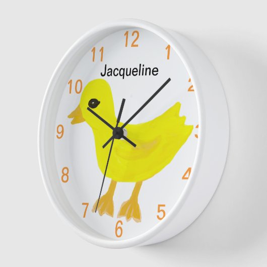 女の赤ちゃんの黄色のゴム製ダッキーの時計はそれをカスタマイズ 壁時計 (傾斜)