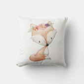 女の赤ちゃんのBohoのキツネの森林花の子供部屋の枕 クッション (正面)