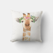 女の赤ちゃんのBohoのキリンの花の動物園の子供部屋の枕 クッション (正面)