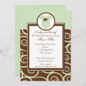 女の赤ちゃんまたは男の子の渦巻のベビーシャワーの招待状 招待状 (正面/裏面)