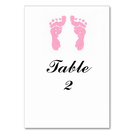 "女の赤ちゃん足跡"のTablecard テーブルナンバー (正面)