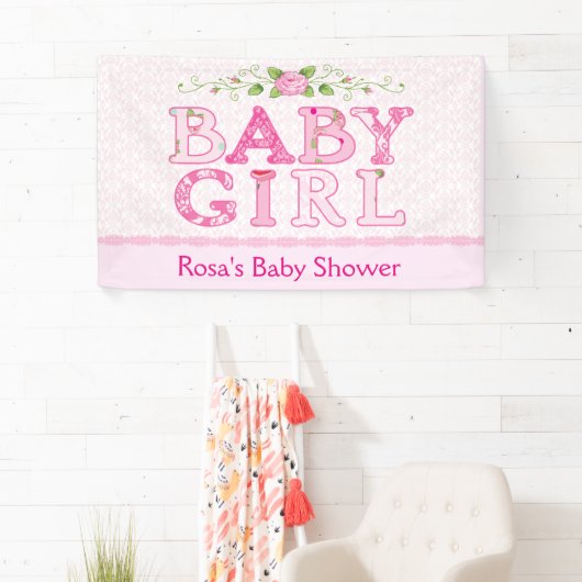 女の赤ちゃん、国のシックなベビーシャワー 横断幕 (インサイチュ)