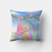 女の赤ちゃん-裏庭の装飾用クッション クッション (裏面)
