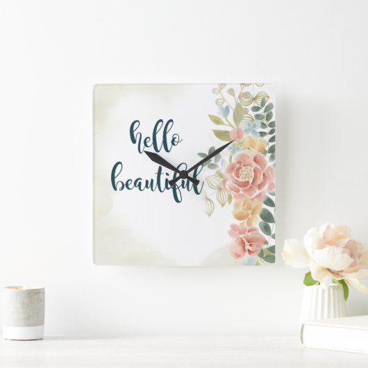 女の赤ちゃんI スクエア壁時計 (ホーム)