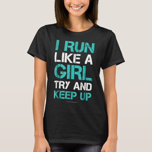 女の走子が女の子のテ保ィーをおもしろい上げたい Tシャツ (正面)