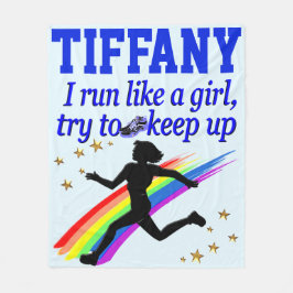 女の走子のフリースブランケットのように青パーソナライズされたい フリースブランケット