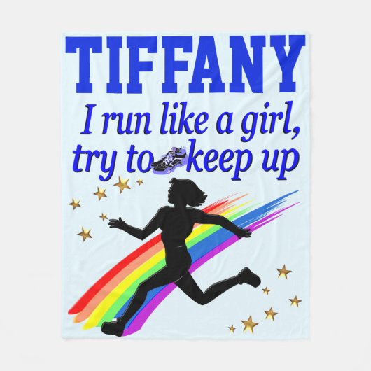 女の走子のフリースブランケットのように青パーソナライズされたい フリースブランケット (正面)