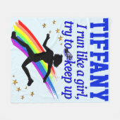 女の走子のフリースブランケットのように青パーソナライズされたい フリースブランケット (正面(横))