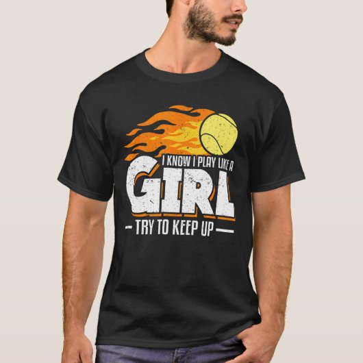 女の遊子がテニスのPlを上げ保ると知る Tシャツ (正面)