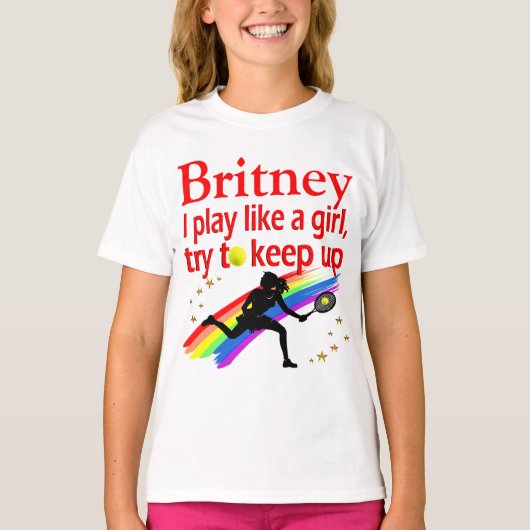 女の遊子がテニス選手のTシャツをパーソナライズするように Tシャツ (正面)