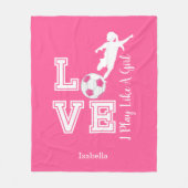 女の遊子が好き – ピンクのサッカー フリースブランケット (正面)