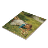 女の遊子とチックス（鶏と鶏） タイル (側面)