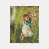 女の遊子とチックス（鶏と鶏） フリースブランケット (正面)